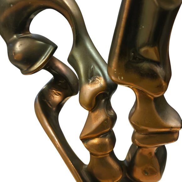 Abstract Modern Kiss Sculpture 15 inch AS IS Couple Love Home Decor - Picture 3 of 16